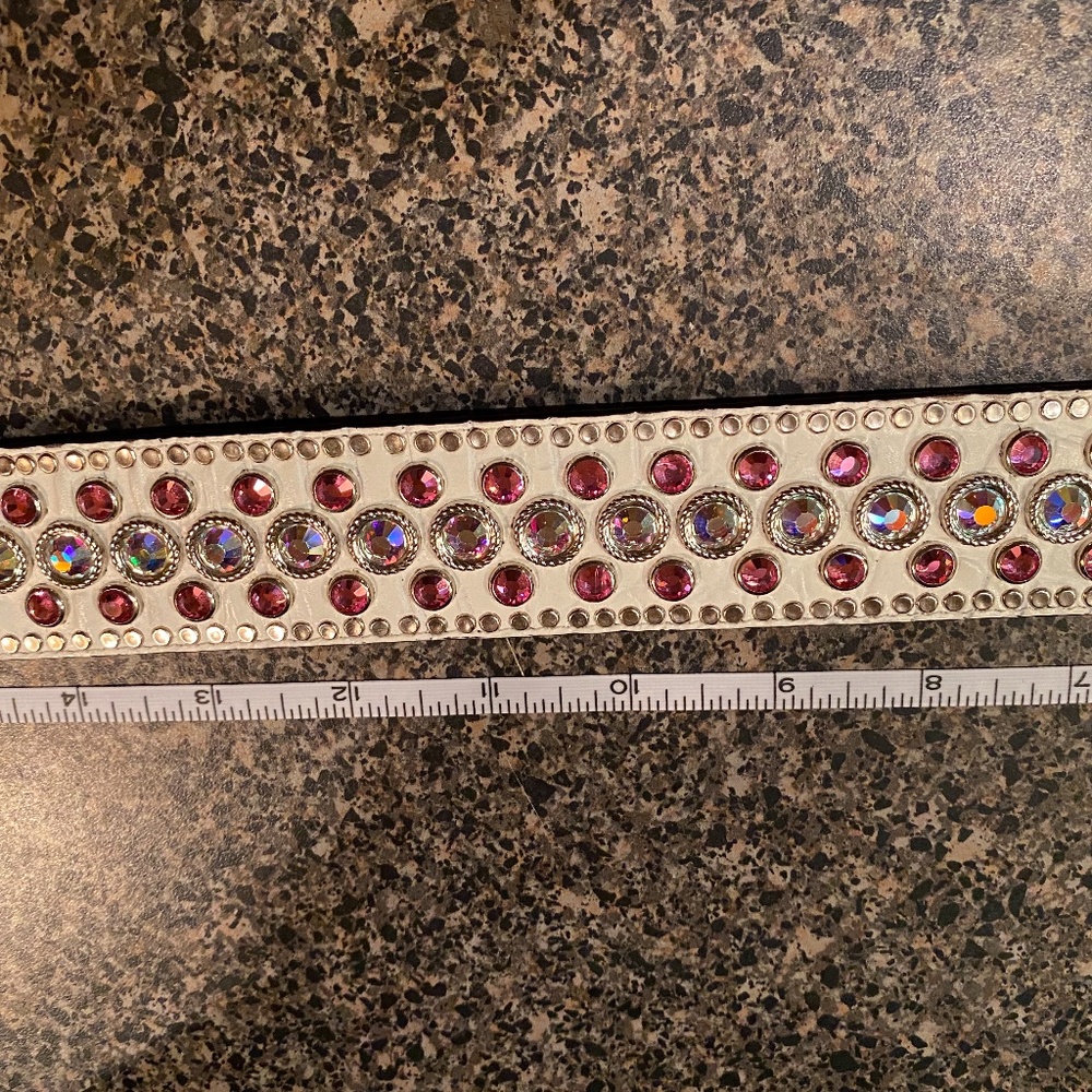 Woof Wear 16" Leather Dog Collar Swaroski Crystals - Picture 10 of 11